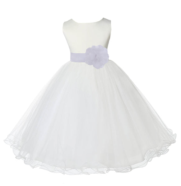 Ivory Formal Wedding Pageant Special Occasions Rattail Edge Tulle Flower Girl Dress 829T(2)