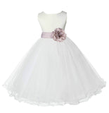 Ivory Formal Wedding Pageant Special Occasions Rattail Edge Tulle Flower Girl Dress 829T(5)