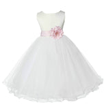 Ivory Formal Wedding Pageant Special Occasions Rattail Edge Tulle Flower Girl Dress 829T(5)
