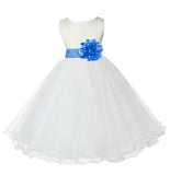 Ivory Formal Wedding Pageant Special Occasions Rattail Edge Tulle Flower Girl Dress 829T(5)