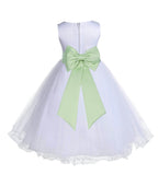 White Formal Wedding Pageant Special Occasions Rattail Edge Tulle Flower Girl Dress 829T(4)