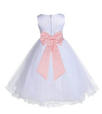 White Formal Wedding Pageant Special Occasions Rattail Edge Tulle Flower Girl Dress 829T(4)