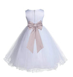 White Formal Wedding Pageant Special Occasions Rattail Edge Tulle Flower Girl Dress 829T(5)