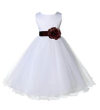 White Formal Wedding Pageant Special Occasions Rattail Edge Tulle Flower Girl Dress 829T(2)