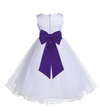 White Formal Wedding Pageant Special Occasions Rattail Edge Tulle Flower Girl Dress 829T(4)