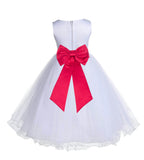 White Formal Wedding Pageant Special Occasions Rattail Edge Tulle Flower Girl Dress 829T(4)