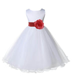 White Formal Wedding Pageant Special Occasions Rattail Edge Tulle Flower Girl Dress 829T(2)