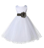White Formal Wedding Pageant Special Occasions Rattail Edge Tulle Flower Girl Dress 829S(3)