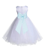 White Formal Wedding Pageant Special Occasions Rattail Edge Tulle Flower Girl Dress 829T(4)