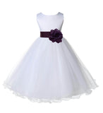 White Formal Wedding Pageant Special Occasions Rattail Edge Tulle Flower Girl Dress 829S(3)
