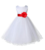 White Formal Wedding Pageant Special Occasions Rattail Edge Tulle Flower Girl Dress 829S(3)