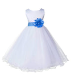 White Formal Wedding Pageant Special Occasions Rattail Edge Tulle Flower Girl Dress 829T(5)