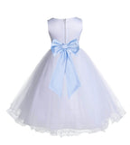 White Formal Wedding Pageant Special Occasions Rattail Edge Tulle Flower Girl Dress 829T(5)