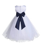 White Formal Wedding Pageant Special Occasions Rattail Edge Tulle Flower Girl Dress 829T(5)