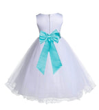 White Formal Wedding Pageant Special Occasions Rattail Edge Tulle Flower Girl Dress 829T(5)