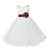 Ivory Formal Wedding Pageant Special Occasions Rattail Edge Tulle Flower Girl Dress 829S(3)