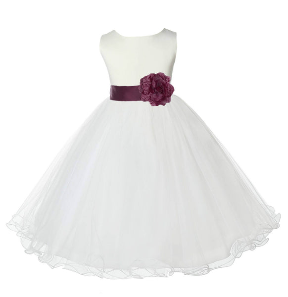 Ivory Formal Wedding Pageant Special Occasions Rattail Edge Tulle Flower Girl Dress 829S(3)