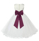 Ivory Formal Wedding Pageant Special Occasions Rattail Edge Tulle Flower Girl Dress 829T(4)