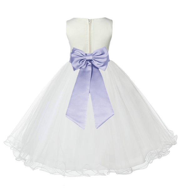 Ivory Formal Wedding Pageant Special Occasions Rattail Edge Tulle Flower Girl Dress 829T(4)