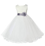 Ivory Formal Wedding Pageant Special Occasions Rattail Edge Tulle Flower Girl Dress 829S(5)
