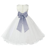 Ivory Formal Wedding Pageant Special Occasions Rattail Edge Tulle Flower Girl Dress 829T(3)