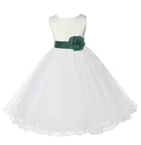 Ivory Formal Wedding Pageant Special Occasions Rattail Edge Tulle Flower Girl Dress 829S(4)