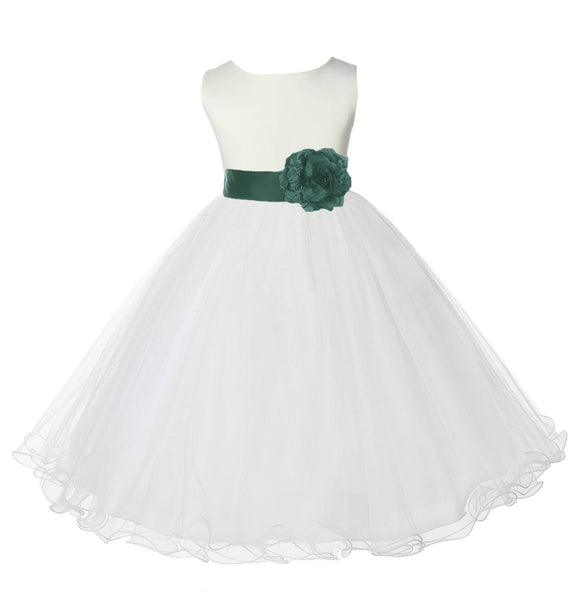 Ivory Formal Wedding Pageant Special Occasions Rattail Edge Tulle Flower Girl Dress 829S(4)
