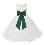 Ivory Formal Wedding Pageant Special Occasions Rattail Edge Tulle Flower Girl Dress 829T(5)