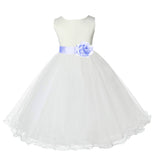 Ivory Formal Wedding Pageant Special Occasions Rattail Edge Tulle Flower Girl Dress 829S(2)