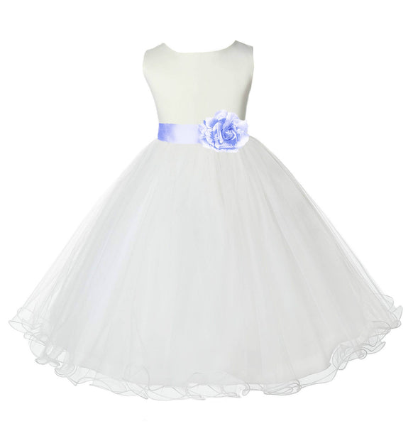 Ivory Formal Wedding Pageant Special Occasions Rattail Edge Tulle Flower Girl Dress 829S(2)