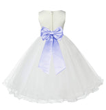 Ivory Formal Wedding Pageant Special Occasions Rattail Edge Tulle Flower Girl Dress 829T(1)