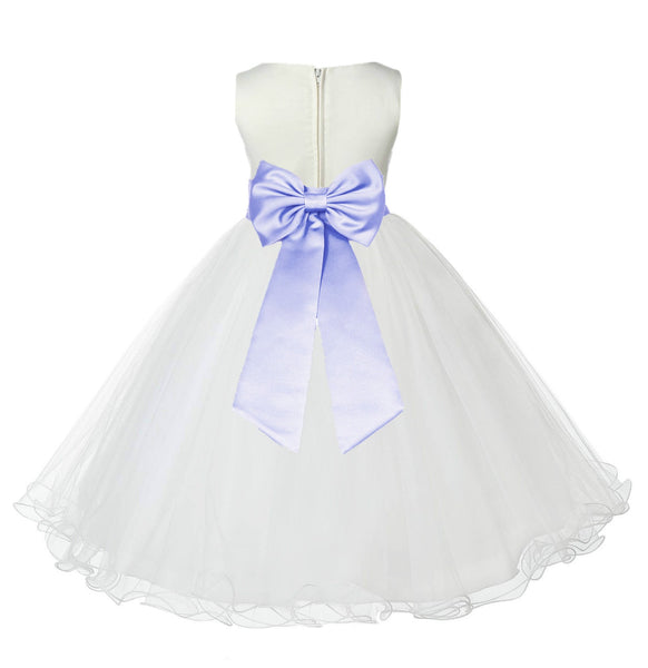 Ivory Formal Wedding Pageant Special Occasions Rattail Edge Tulle Flower Girl Dress 829T(1)