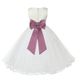 Ivory Formal Wedding Pageant Special Occasions Rattail Edge Tulle Flower Girl Dress 829T(5)