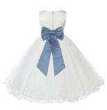 Ivory Formal Wedding Pageant Special Occasions Rattail Edge Tulle Flower Girl Dress 829T(3)