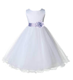 White Formal Wedding Pageant Special Occasions Rattail Edge Tulle Flower Girl Dress 829T(5)