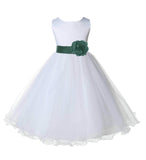 White Formal Wedding Pageant Special Occasions Rattail Edge Tulle Flower Girl Dress 829T(4)