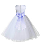 White Formal Wedding Pageant Special Occasions Rattail Edge Tulle Flower Girl Dress 829T(4)