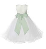 Ivory Formal Wedding Pageant Special Occasions Rattail Edge Tulle Flower Girl Dress 829S(4)
