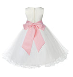Ivory Formal Wedding Pageant Special Occasions Rattail Edge Tulle Flower Girl Dress 829S(4)