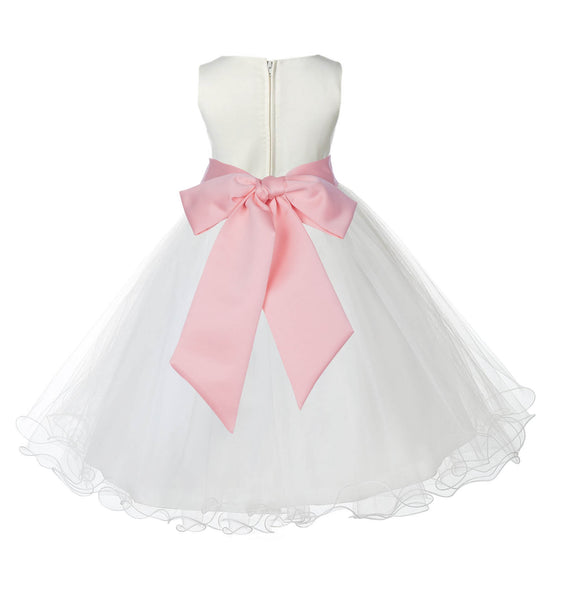 Ivory Formal Wedding Pageant Special Occasions Rattail Edge Tulle Flower Girl Dress 829S(4)