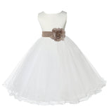 Ivory Formal Wedding Pageant Special Occasions Rattail Edge Tulle Flower Girl Dress 829S(2)