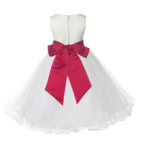 Ivory Formal Wedding Pageant Special Occasions Rattail Edge Tulle Flower Girl Dress 829S(4)