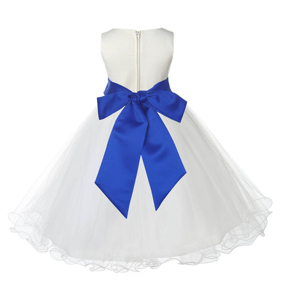 Ivory Formal Wedding Pageant Special Occasions Rattail Edge Tulle Flower Girl Dress 829S(4)