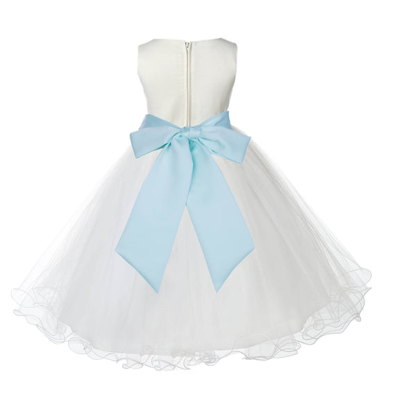 Ivory Formal Wedding Pageant Special Occasions Rattail Edge Tulle Flower Girl Dress 829S(4)