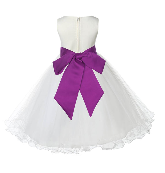 Ivory Formal Wedding Pageant Special Occasions Rattail Edge Tulle Flower Girl Dress 829S(4)