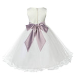 Ivory Formal Wedding Pageant Special Occasions Rattail Edge Tulle Flower Girl Dress 829S(5)