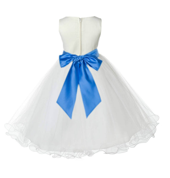 Ivory Formal Wedding Pageant Special Occasions Rattail Edge Tulle Flower Girl Dress 829S(5)