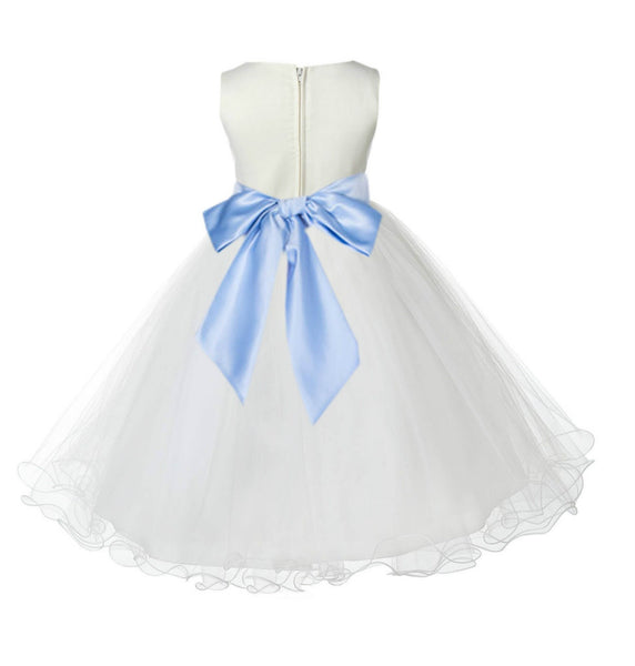 Ivory Formal Wedding Pageant Special Occasions Rattail Edge Tulle Flower Girl Dress 829S(5)