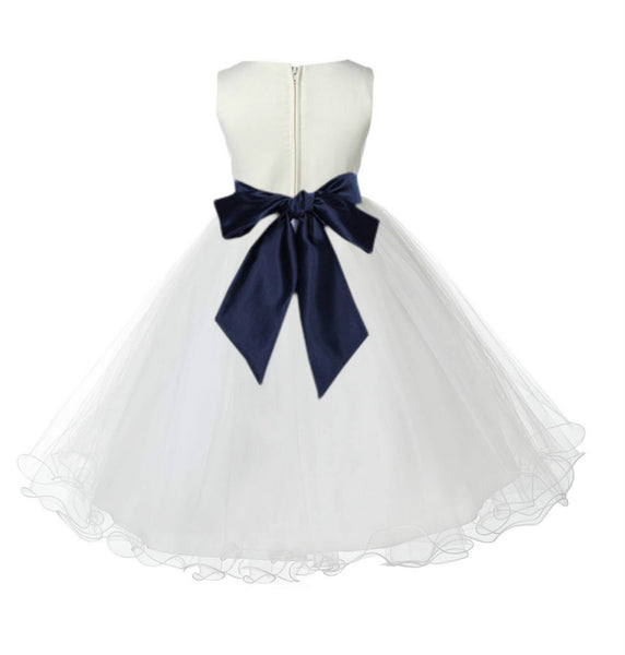 Ivory Formal Wedding Pageant Special Occasions Rattail Edge Tulle Flower Girl Dress 829S(5)