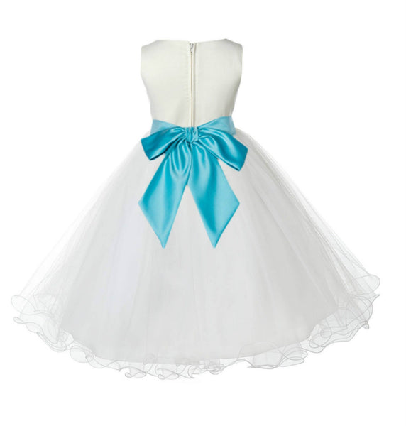 Ivory Formal Wedding Pageant Special Occasions Rattail Edge Tulle Flower Girl Dress 829S(5)
